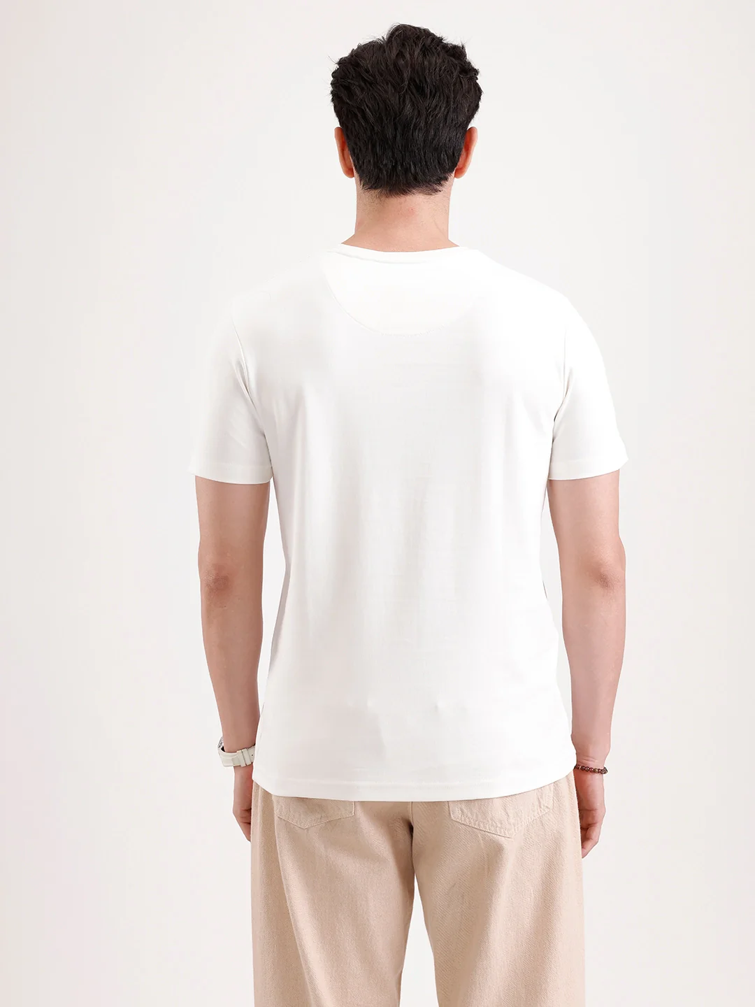 Classic Half Sleeve Printed T-Shirt | Off White - Image 3