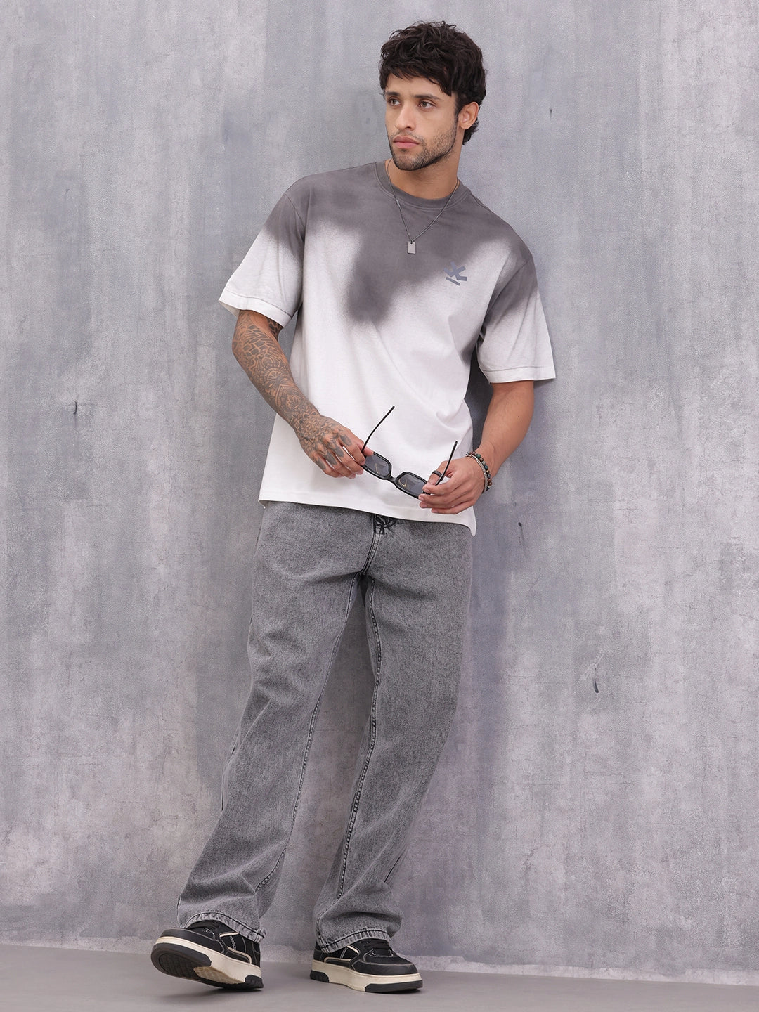 Grey Ombre Fade T-Shirt – Casual Streetwear Style | White - Image 2