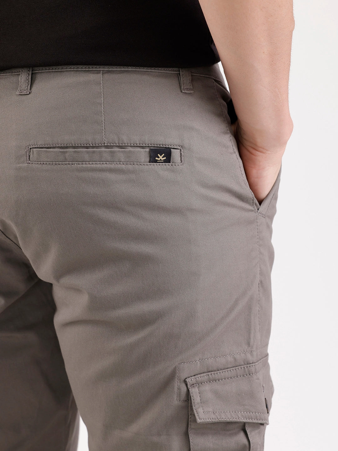 Solid Straight Fit Cargo Trouser | Grey - Image 5